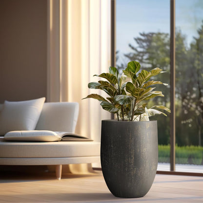 Kante Tall Concrete Planter, 21.7-Inch Height Antique Bronze Large Indoor Outdoor Plant Pot with Drainage Hole for Patio Garden Home, Modern Decor for Flowers and Tree