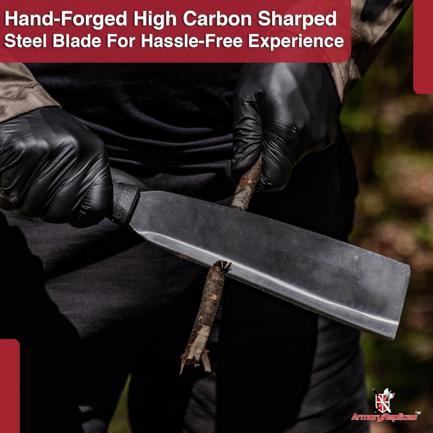 Armory Replicas - Wrong Turn Heavy Duty Compact Outdoor Cane Machete - 9" Razor Sharp Carbon Steel Blade, Durable Polycarbonate Handle