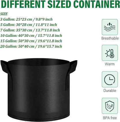 12 Pack Grow Bags 20 Gallon, 300G Heavy Duty Thickened Non-Woven Plant Bag Plant Fabric Pots with Handles Planting Bags, Pot for Plants