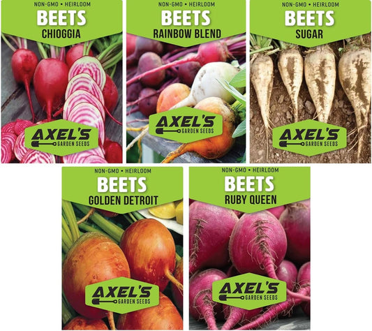 Beet Seeds for Planting - Plant & Grow Heirloom Beet Varieties Home Outdoor Vegetable Garden – Easy Grow Planting Packets, Beta vulgaris – 2 Packets of Each Variety