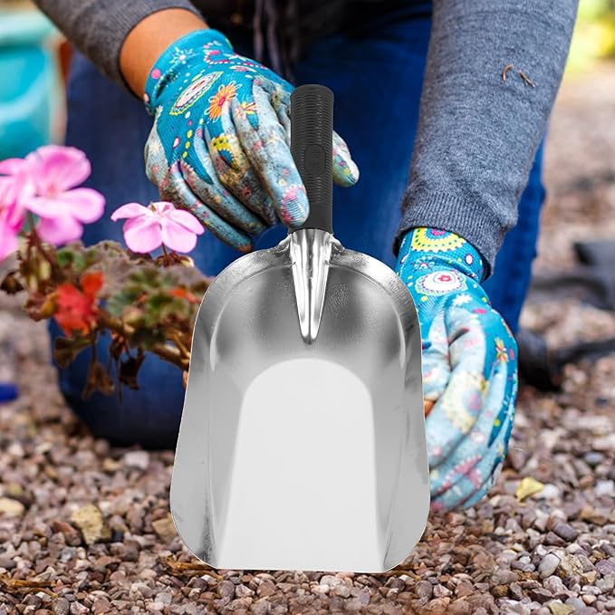 Kisangel Stainless Steel Square Shovel Small Gardening Hand Shovel Garden Hand Trowel Gardening Hand Tools Gardening Shovel Gardening Digging Shovel Rural Small Shovel 201 Stainless Steel