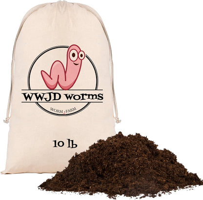 WWJD Worms-10lb Worm Bedding for Nightcrawlers and Red Wigglers (Worms Not Included)-Vermicompost Bin Worm Bedding-Earthworm Food for Organic Potting Soil Gardening Mix