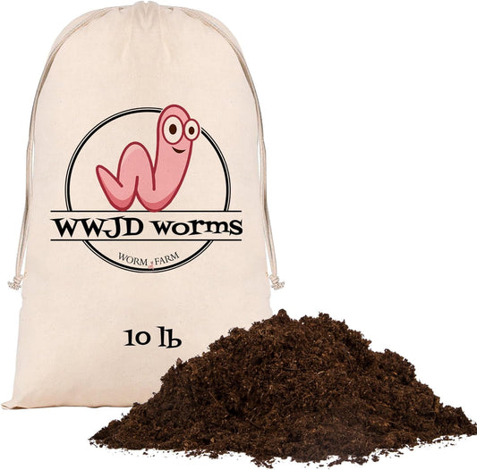 WWJD Worms-10lb Worm Bedding for Nightcrawlers and Red Wigglers (Worms Not Included)-Vermicompost Bin Worm Bedding-Earthworm Food for Organic Potting Soil Gardening Mix