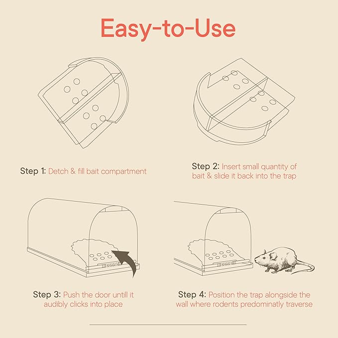 Humane Mouse Trap Pack of 2, Live Mouse Traps Catch and Release for Indoors & Outdoors, Pet & Child Safe, 6.69" Reusable Plastic Mouse Cage with Spring Door, Cleaning Brush Included, Green