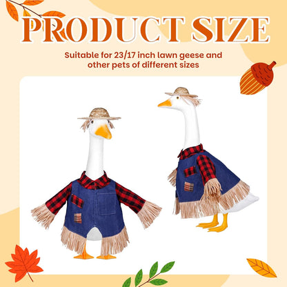 Scarecrow Goose Outfits Halloween Porch Goose Costume for 23inch Thankgiving Geese Clothes Fall Outdoor Garden Yard Patio Lawn Decor