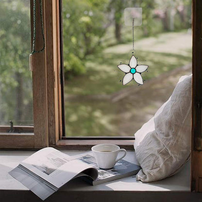 Forget Me Not Flower Stained Glass Window Hangings,Flower Decoration Stained Glass Suncatcher for Kitchen Window,Flowers Gift for Mom,Grandma, Birthday Gift for Women