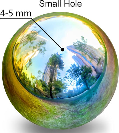 yarlung Set of 10 Stainless Steel Rainbow Gazing Balls, 50-150 mm Garden Mirror Globe Floating Pond Sphere, Polished Hollow Ball Reflective Ornament for Home Yard Outdoor Lawn Decoration