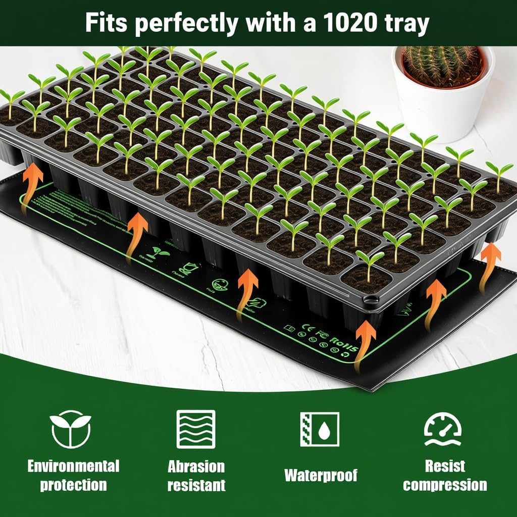4 Pack Graphene Seedling Heat Mats for Plants, Waterproof Heating Pads for Seeds Germination and Microgreen Trays Thick and Reusable 20W