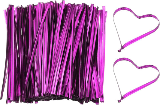 PATIKIL Bag Twist Ties 5 Inch, 800 Pcs Metallic Bread Ties for Treat Plastic Bags Gift Wrapping Candy Coffee Bag Plant Party Cake Favor, Rose Red