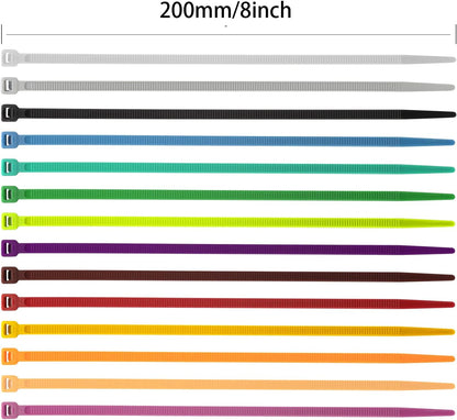 XINGO 100PCS Cable Zip Ties Heavy Duty, Premium Nylon Plastic Wire Ties with 50 Pounds Tensile Strength, Self-Locking Black Nylon Zip Ties for Indoor and Outdoor (8 inch, Blue)