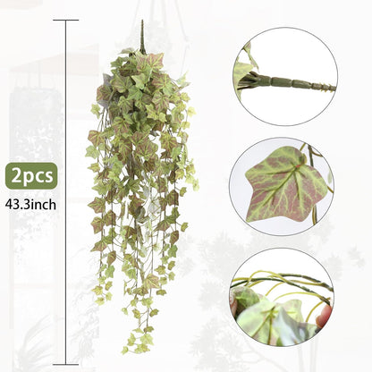 RECUTMS Ivy Vine Artificial Hanging Plants 39.4 Inch Faux Plastic Leaves Greenery Bushes for Shelf Home Office Bathroom Farmhouse Garden Decor
