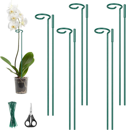 Kingsyard 5 Pack Plant Stakes and Supports - 4.5mm Thick Adjustable Sizes 16 or 32 Inch, Metal Monstera Plant Supports for Outdoor Plants and Indoor Plants, Plant Stem Support for Flowers Tomatoes