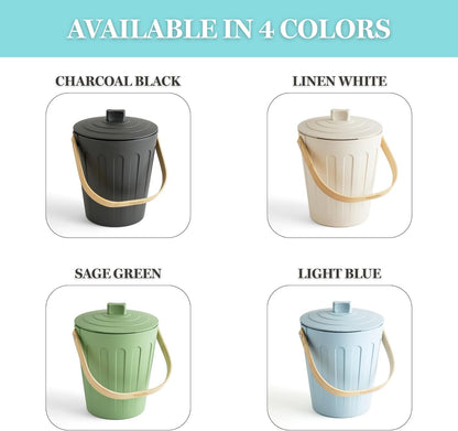 Martha Stewart Indoor Compost Bin | Countertop Composting Bucket for Kitchen | .7 Gallon Capacity | Includes Filter | Plant Based Materials | Sage Green