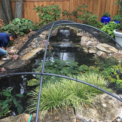 Koi Pond Netting for Leaves 15x40 Ft, 1/2 in Strong Woven Fine Mesh Pond Leaf Net Cover, Protecting Koi Fish from Herons, Raccoons, Birds, Cats & Predators, 28 Pcs Stakes Included