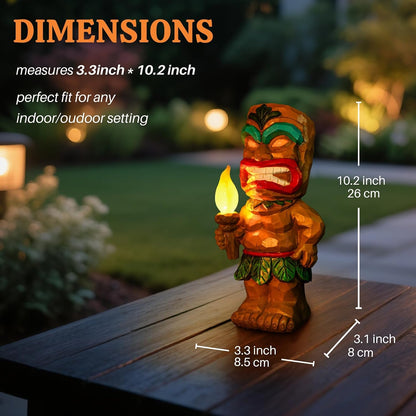 Solar Tiki Garden Statues Tiki Holding Torches with Flickering Flame LED Lights Bar Porch Lawn Yard Outdoor Decorations Christmas Thanksgiving Birthday Gardening Gift for Mom Women