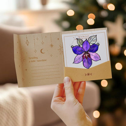 Purple Clematis Acrylic Suncatcher Stained Glass Effect Window Car Hanging Christmas Ornament Indoor Outdoor Decor Garden Sun Catcher Panel Gifts for Flower Lover for Women Mom Grandma