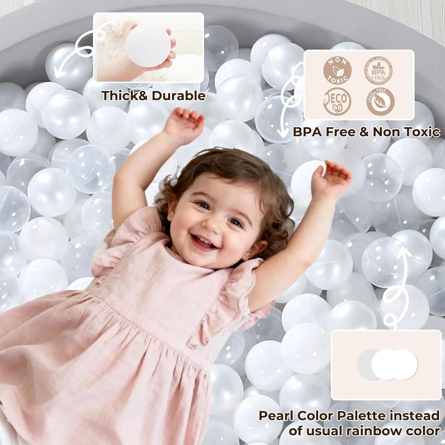 TRENDPLAY Plastic Balls for Ball Pits 2.2 Inch, Pack of 50 100 200 500 Hollow Balls, Perfect for Toddler Baby Pools,Party,Festival Decoration