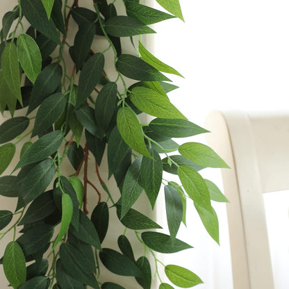 3 Strands Italian Ruscus Artificial Vines, 73" Silk Vine Garland with Green Leaves, Fake Hanging Plants Greenery Decor for Home, Bedroom, Wall, Party, Wedding Decoration