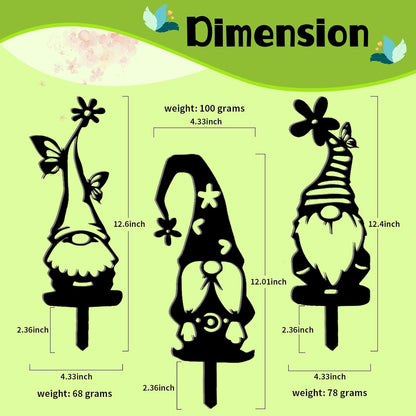 Metal Garden Gnomes Decor (3 Pack) - 12.5" Large Outdoor Decorative Stakes,Steel Funny Gnome Statues for Yard Art, Patio, Lawn, Spring & Easter Outdoor Decorations