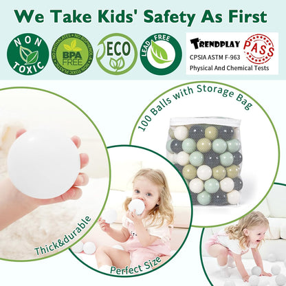 TRENDPLAY Plastic Balls for Ball Pits 2.2 Inch, Pack of 50 100 200 500 Hollow Balls, Perfect for Toddler Baby Pools,Party,Festival Decoration