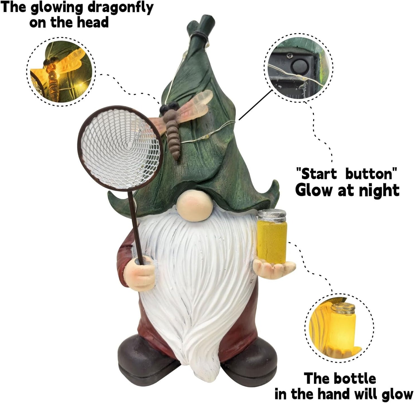 Garden Gnomes Outdoor Decor – Bug Catcher Garden Statue for Lawn, Balcony, Yard – Garden Ornaments – Fun Birthday Gift for Lover, Mom, Grandma – Ideal Holiday Present