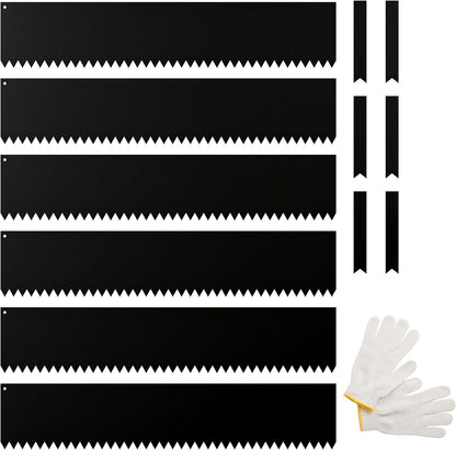 IDZO Black Metal Landscape Edging 8" H, Weather-Resistant Steel Garden Border, Flexible Lawn Barrier, Easy Installation for Flower Beds, Paths, Driveways, and Outdoor Spaces - 6 Pieces