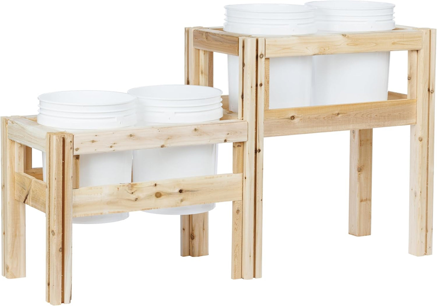 Greenes Fence Two-Tiers Four Bucket Elevated Cedar Wood Garden Frame, 54 in. x 16 in. x 30 in. - Made in USA with North American Cedar