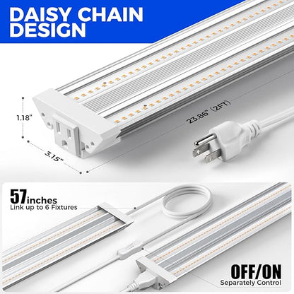 Barrina TX36 2FT Grow Lights for Seed Starting, 144W(4 x 36W, 800W Equivalent), High PPFD, Full Spectrum, Mechanical Timer, Grow Light for Indoor Plants with On/Off Switch, Linkable, 4 Packs