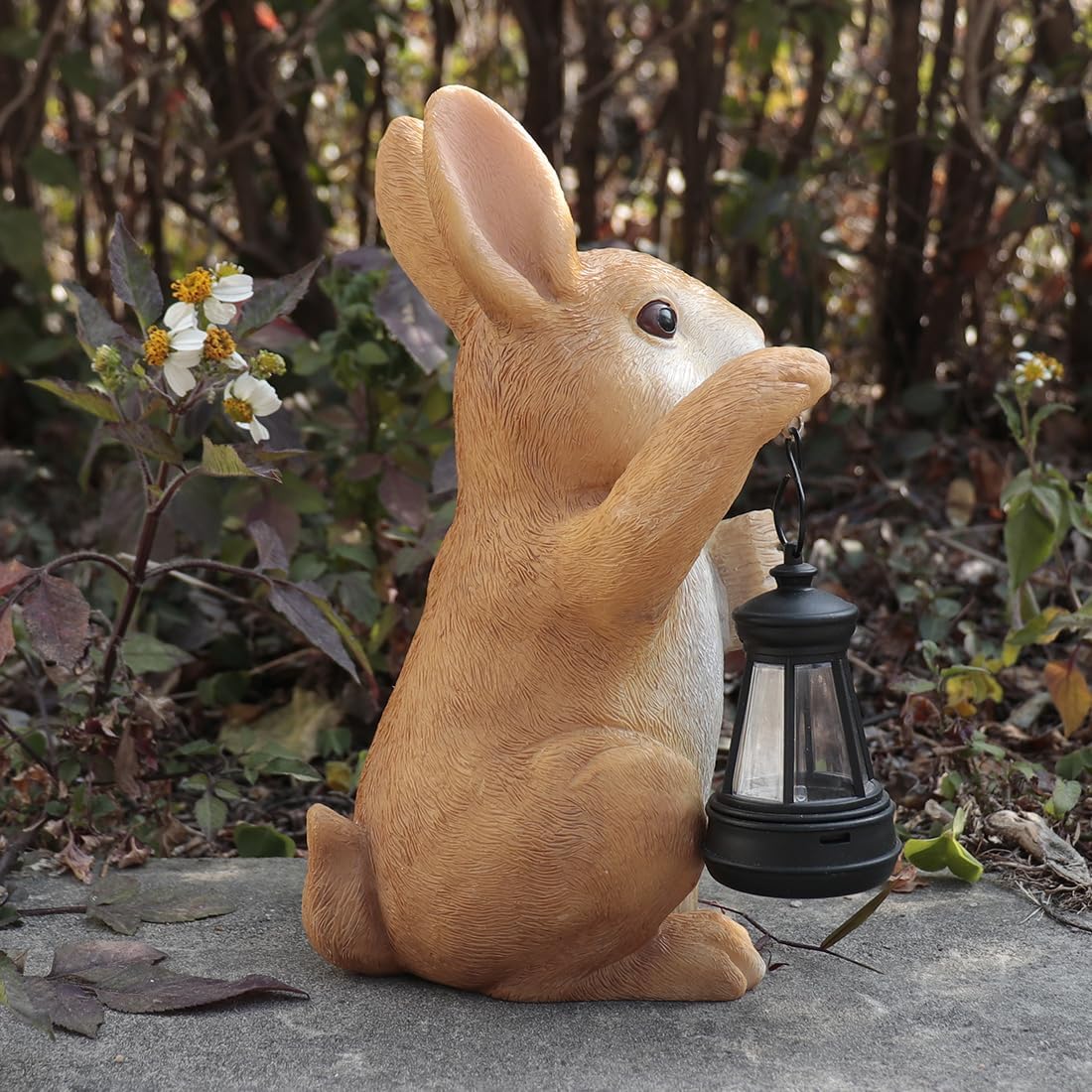 Solar Rabbit Garden Statue with Welcome Sign, Solar Rabbit Welcome Light Decor, Bunny Statues, Garden Decor for Patio Lawn Yard