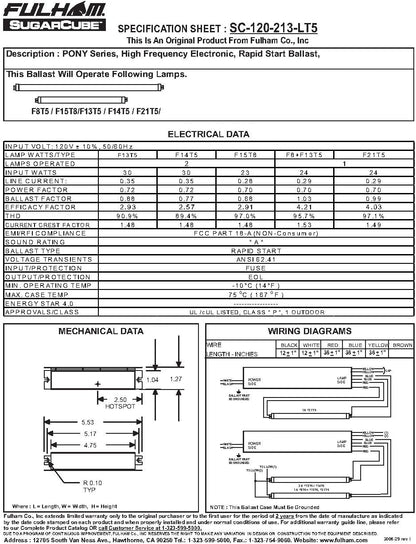 Fulham Lighting SC-120-213-LT5 SugarCube Electronic 1 or 2-Lamp Ballast, (Pack of 1)