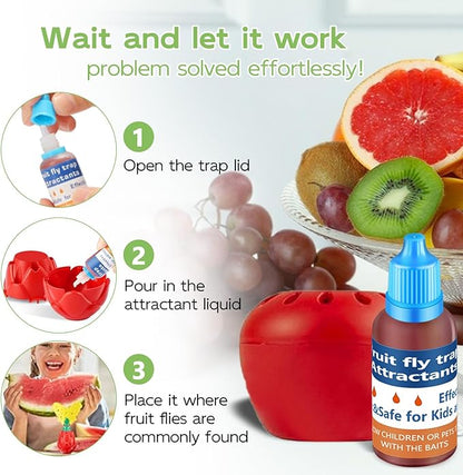 Fruit Fly Trap Refill Liquid Only, 2025 Upgrade Traps for Indoors, Efficient Gnat Killer Indoor, Fruit Bait Home, Kitchen (6, Blue)