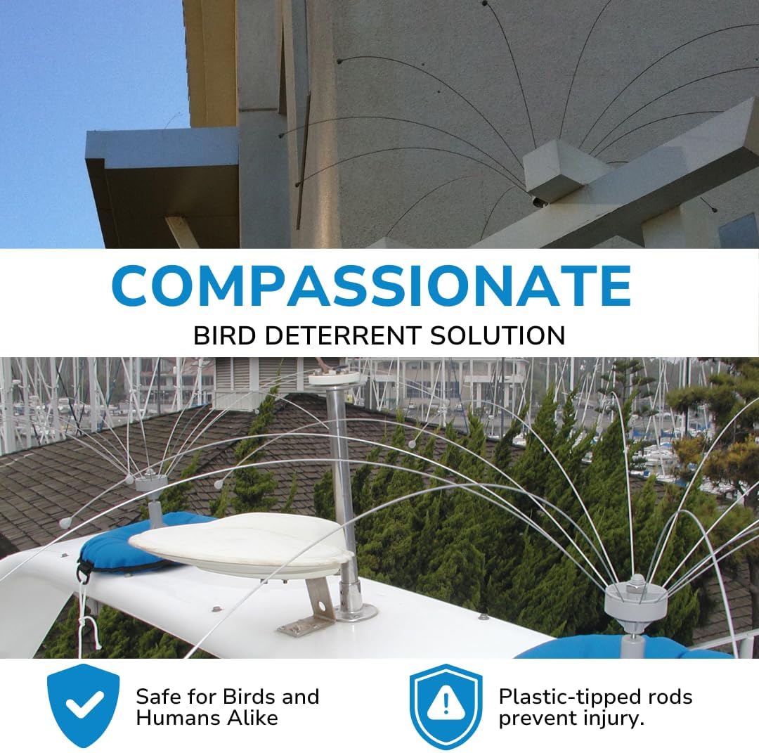 Bird Barrier Daddi Long Legs - 8 Ft | Scare Birds Away with Innovative Bird Spider Design | Bird Deterrent for Outside | Easy Installation on Roofs, Boats & HVAC Units | Durable Stainless Steel/Delrin