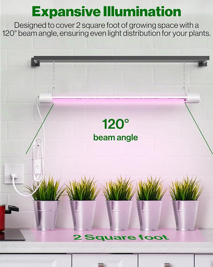 Sunco 8 Pack 2ft Grow Light LED, 20W, Full Spectrum, for Seed Starting, Seedling, Indoor Plants, Plug in Suspended Fixture, Link Up to 8, Inline Switch, ETL.