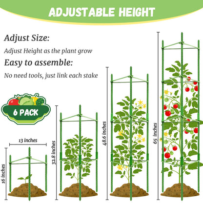 Legigo 6-Pack Tomato Cage for Garden Plant Support- Up to 48inch Garden Stakes Tomato Cage, Tomato