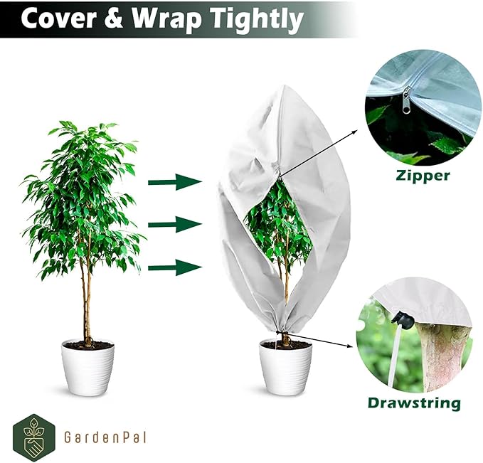 GardenPal 2 Pack Plant Covers Freeze Protection, 40''×47'' Thicken Frost Cloth with Drawstring Reusable for Outdoor Plants (40''×47''(2pcs))