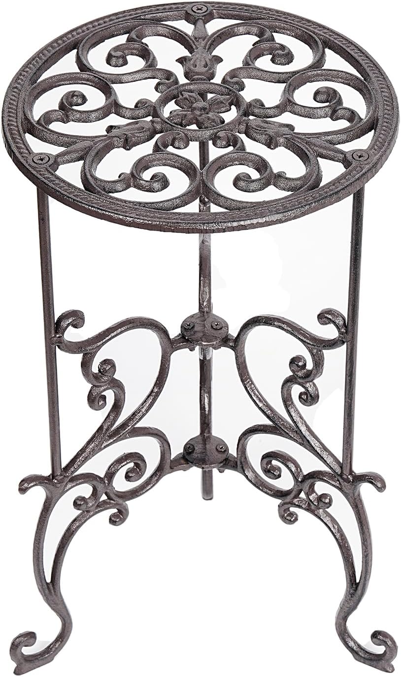 Sungmor Heavy Duty Cast Iron Potted Plant Stand,19.3-Inch 1 Tier Metal Planter Rack,Decorative Flower Pot Holder,Vintage & Rustic Style Indoor Outdoor Garden Pots Container Supports