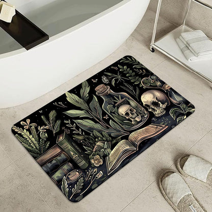 Bath Mat-Bathroom Rug，Books and Skulls-Absorbent Non Slip Quick Dry Stain Resistant Easy to Clean Care Shower Rug for Bathtub Shower Room 17×27.5Inch (43 * 70cm)