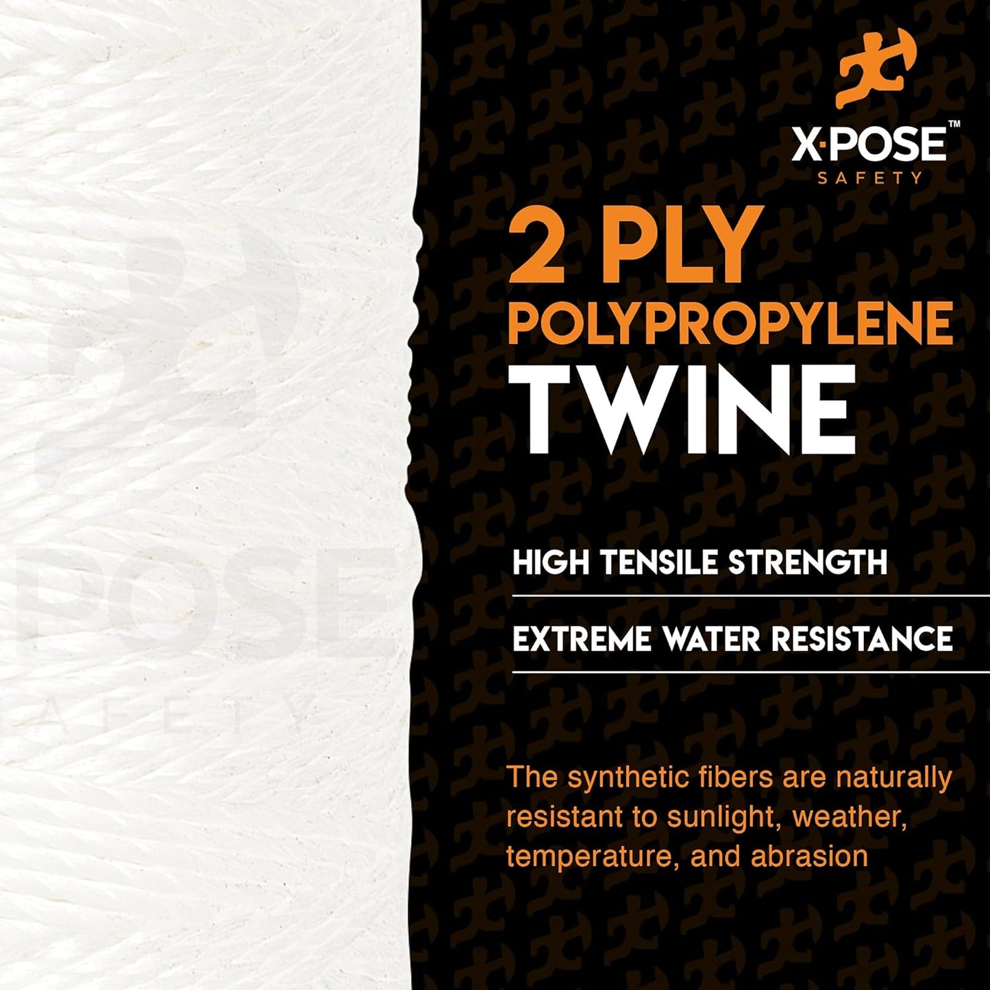 Polypropylene Tying Twine - 2 Ply White Plastic Poly String 4200' Roll - Soft On Hands - Heavy Duty Outdoor & Indoor Tie Line - Baling, Shipping & Bundling Twine, Packaging Rope 2 Pack