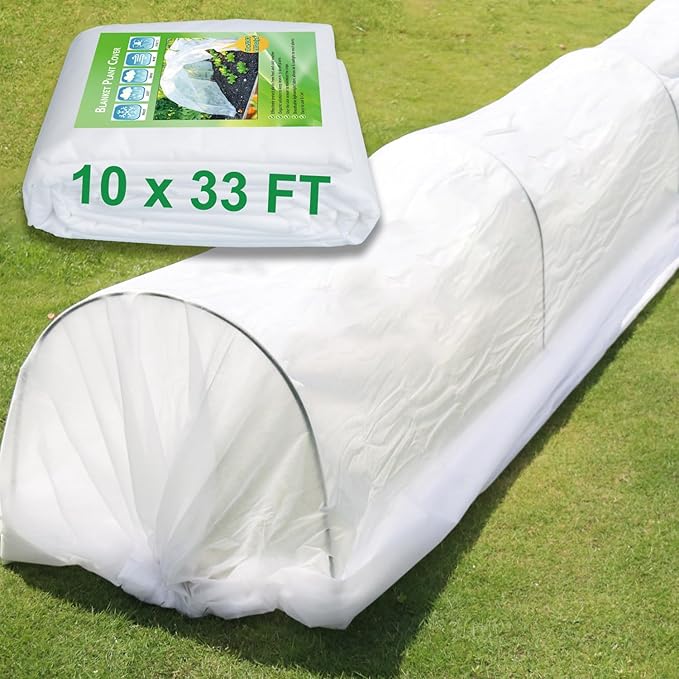 KLEWEE Plant Covers Freeze Protection 10 x 33 Ft, 1.05 oz/yd² Thicker Frost Cloths Blankets for Outdoor Plants, Plant Covers for Winter, Garden Floating Row Cover