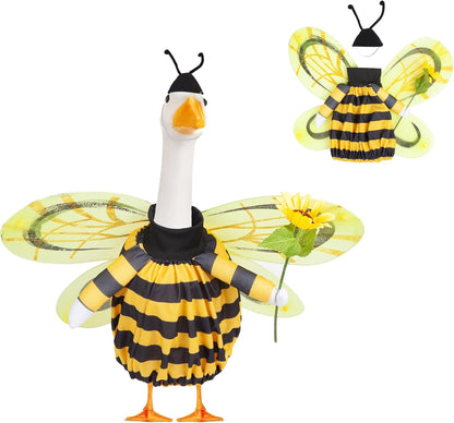 Porch Goose Outfit for 17" & 23" Lawn Goose – Cute Bee Costume with Wings, Skirt & Antennas – Funny Porch Goose Decoration for Garden Statues