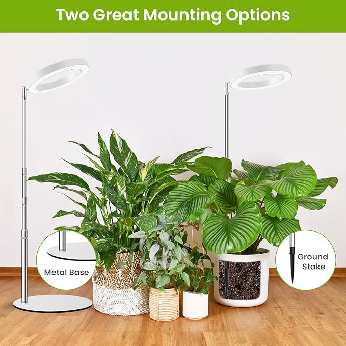 Grow Lights for Indoor Plants Full Spectrum, 80 LEDs Plant Light for Indoor Growing with 2 Mounting Options, 6/12/16H Timer, 3 Spectrum Modes, 9.8"-37.4" Height Adjustable Desk Grow Lamp