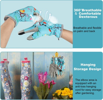 Leather-Gardening-Gloves for Women,Thorn-Proof Work-Gloves for Weeding,Digging,Planting,Pruning Yard garden Gloves
