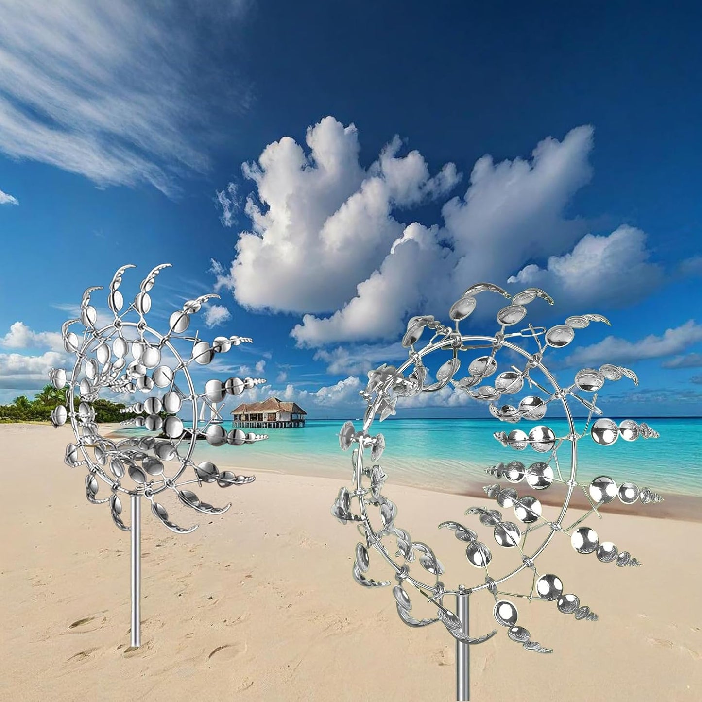 Magical Metal Windmill, Wind Spinners for Yard Garden, Outdoor Spinners, Windmill for Yard, Wind Sculptures & Spinners for Yard Garden Patio Decoration (1PCS Silver)