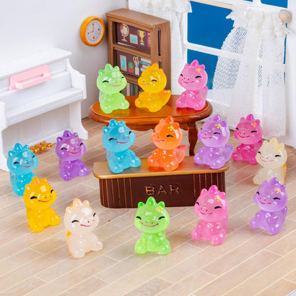 40 Pcs Mini Resin Dinosaur 1.3″ 8 Variety Tiny Animals Figures Miniature Little Small Figurines Bulk for Micro Fairy Garden Landscape Accessories Hide Crafts Decor