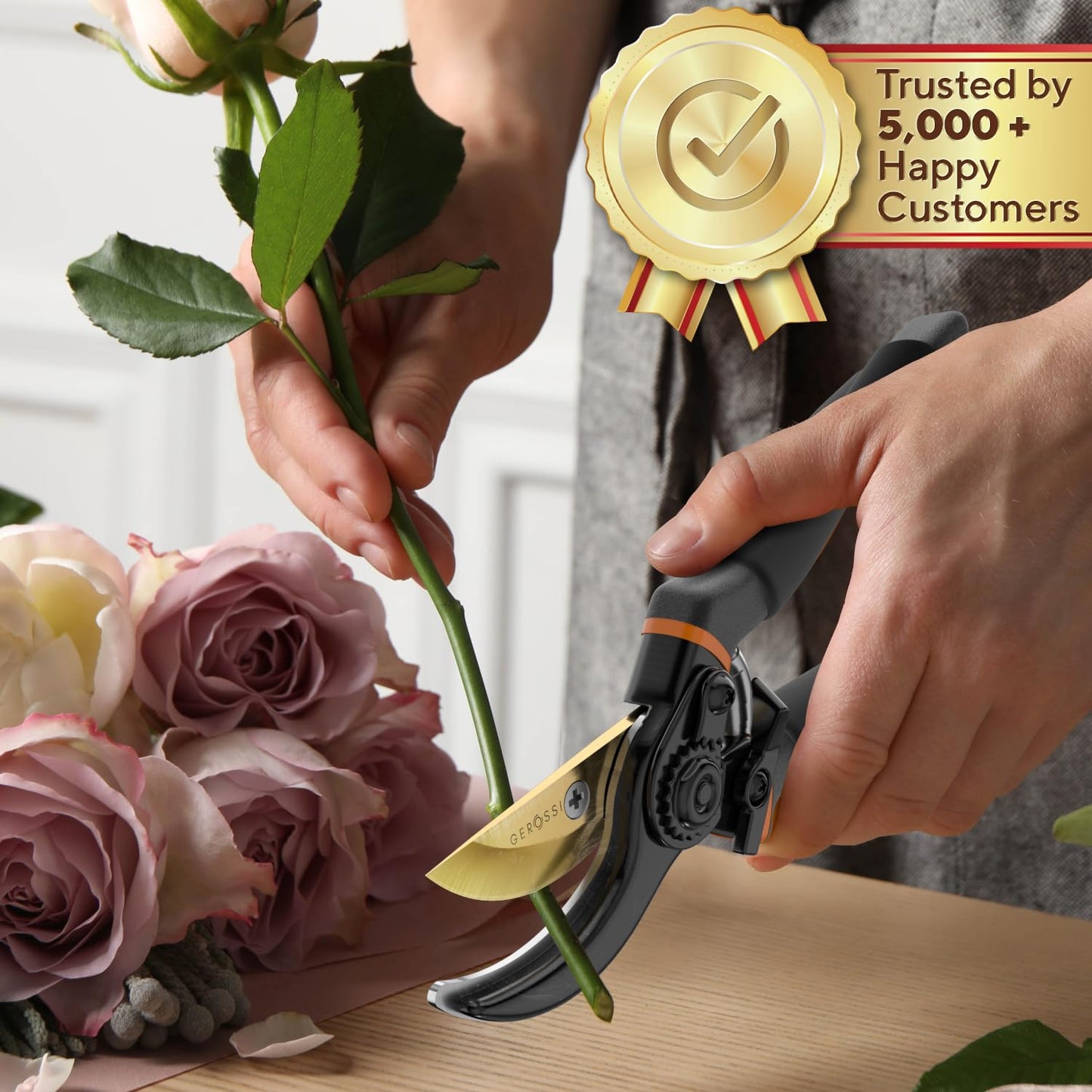 Premium Bypass Pruning Shears for your Garden - Heavy-Duty, Ultra Sharp Pruners w/Soft Cushion Grip