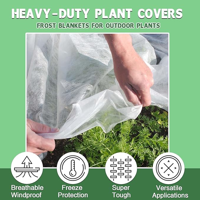 Plant Covers Freeze Protection, 7'x 25' Frost Cloth for Outdoor Plants, Winter Plant Cover for Frost Protection, Plant Blanket Floating Row Covers for Garden and Tree