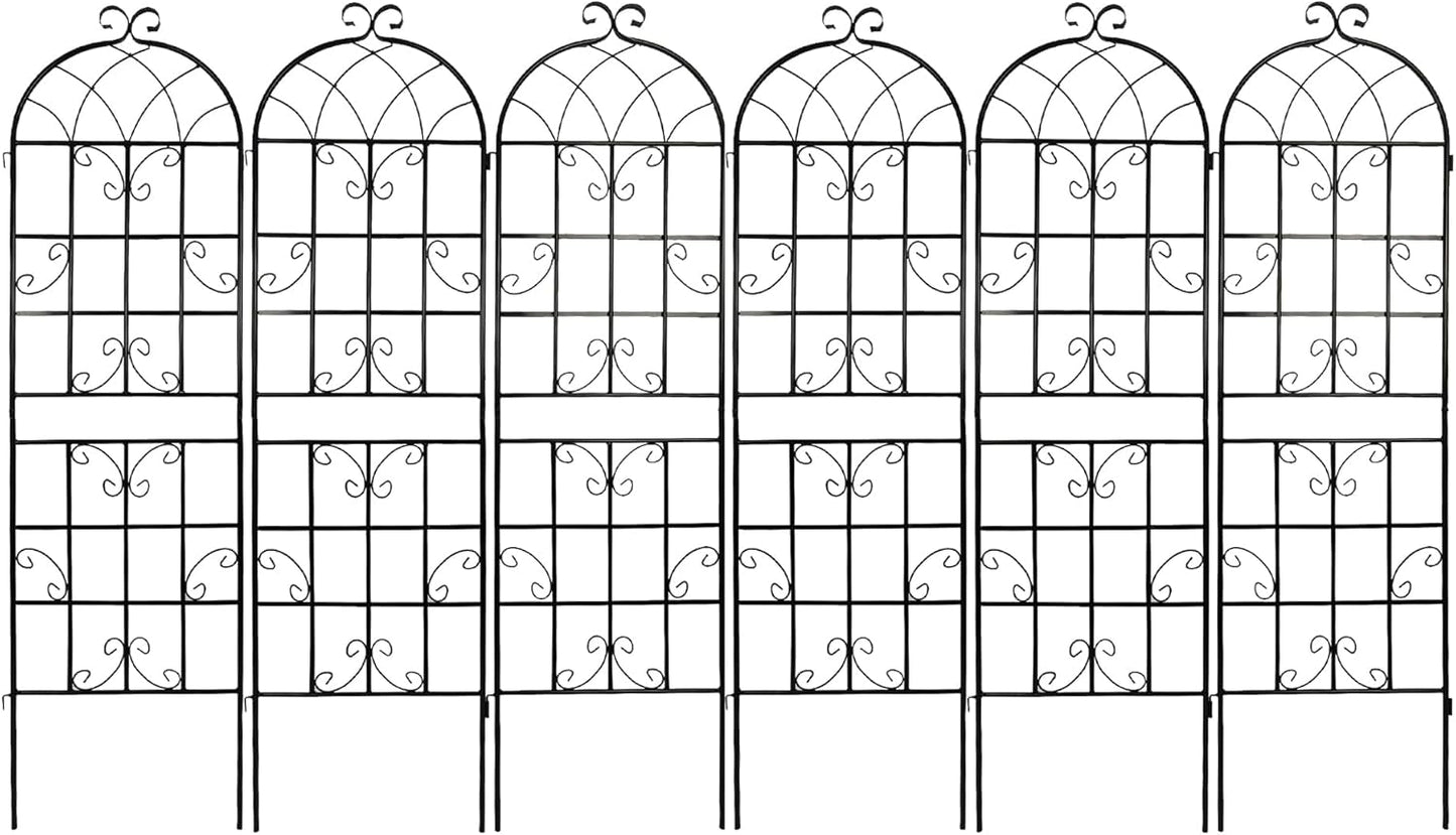 Metal Garden Trellis Garden Fence Rustproof Trellis for Climbing Plants Support Roses Flower Outdoor Lawn (6, Pattern-D)