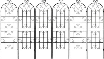 Metal Garden Trellis Garden Fence Rustproof Trellis for Climbing Plants Support Roses Flower Outdoor Lawn (6, Pattern-D)