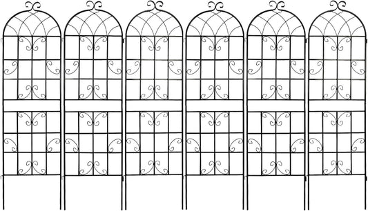 Metal Garden Trellis Garden Fence Rustproof Trellis for Climbing Plants Support Roses Flower Outdoor Lawn (6, Pattern-D)