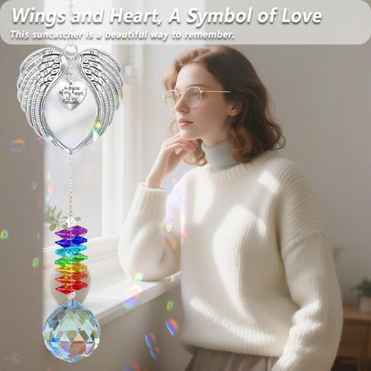 13.8 - Inch Crystal Sun Catchers Indoor Window - A Heart - Felt Memorial Hanging Crystal Suncatcher for Bereaved